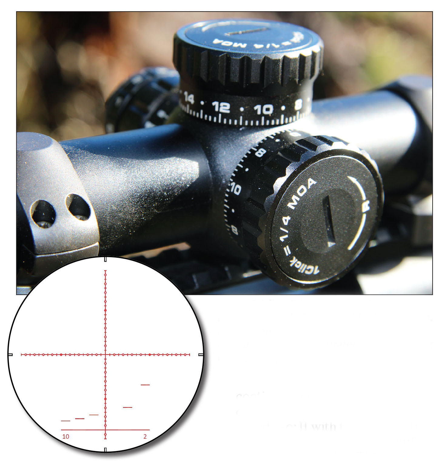 Nikko Stirling Diamond Long Range riflescopes include exposed locking turrets. Patrick found them somewhat loose, but nonetheless, they offered accurate tracking between large corrections.